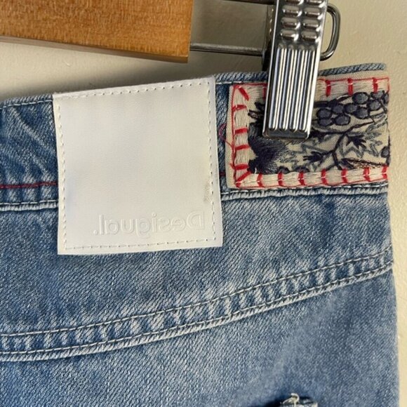 Desigual patchwork boho raw hem jean mini skirt size 28 - Picture 9 of 14